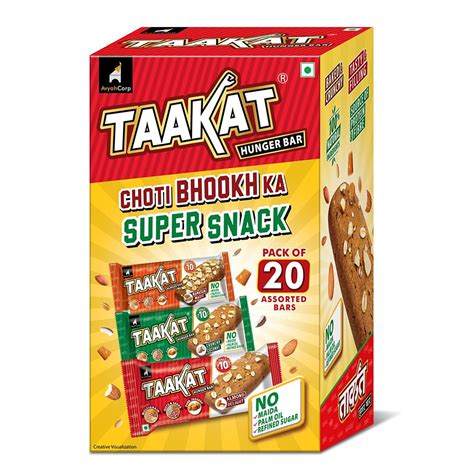 Taakat Hunger Bar - Assorted Box of 20 bars (10 bars of Almond Delight ...