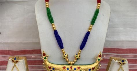 Assamese Traditional Multicolour Gejera Set |Blue Green Red Golden