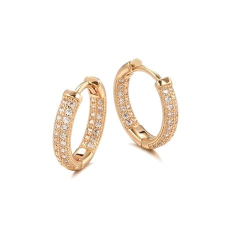 Shining Diva Fashion 18k Rose Gold Plated Copper Zircon Bali Earrings