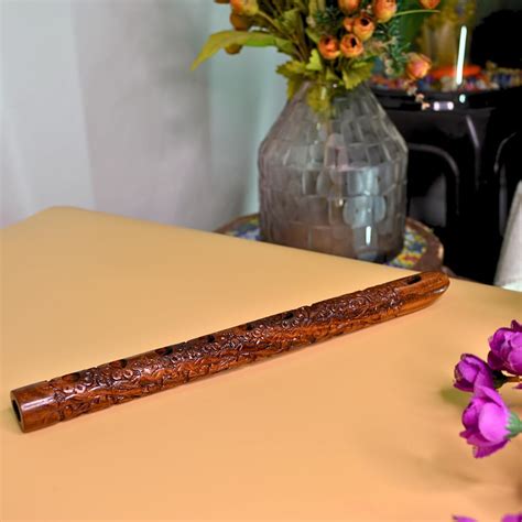 Shri Shri Handicraft Wooden Musical Flute (33x2.5x2) cm - Brown Colour ...