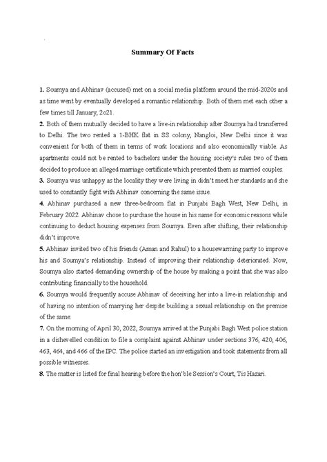 Summary of Facts - about moot court competition at DNLU 2022 - Summary ...