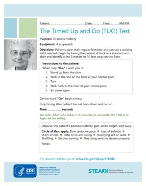 The Timed Up And Go (TUG) Test - Cdc - Fill and Sign Printable Template ...