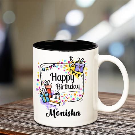Buy Huppme Happy Birthday Monisha Inner Black Coffee Name Mug Online at ...