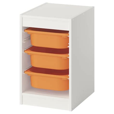 TROFAST storage combination with boxes, white/light orange, 34x44x56 cm ...