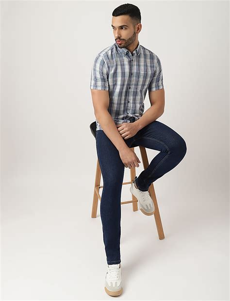 Buy Flax Mix Checked Buttondown Collar Shirt at Marks & Spencer