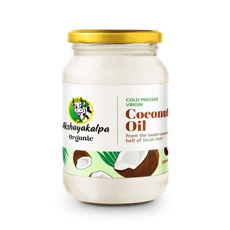Akshayakalpa Organic Cold Pressed Virgin Coconut Oil (500ml) : Amazon ...