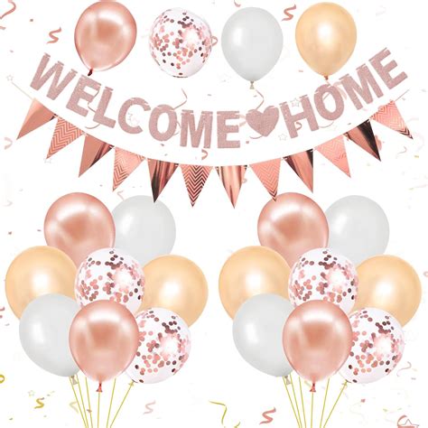 Amazon.com: Welcome Home Decorations,Rose Gold Welcome Home Balloons ...