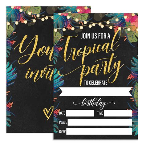UDNADKEX Birthday Invitations Tropical Party with Envelopes, Summer ...