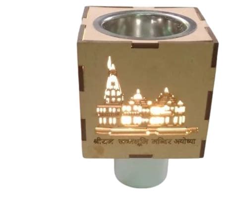 Wooden Ram Mandir Kapoor Burner with Light Wood Karpooram Camphor ...
