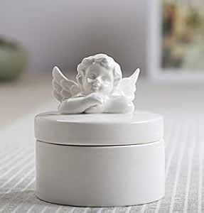 SEVENBEES Ceramic Angel Cherub Figurine Trinket Box for Jewelry,Ring ...
