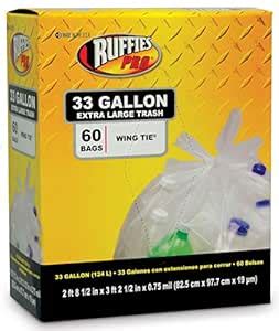 Berry Plastics RP106CA CLR 60 Count 33 Gallon Extra Large Trash Bags ...