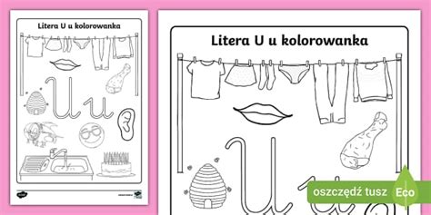 Litera u | Kolorowanka z literą u | Samogłoski