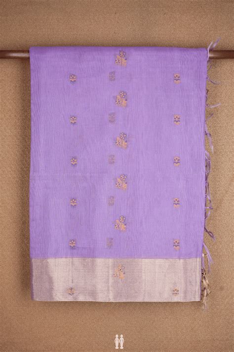 Floral Threadwork Motifs Lilac Purple Kora Silk Cotton Saree – Sundari ...