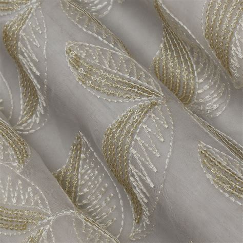 White Color Organza Sequins Embroidery Fabric – KC Creations
