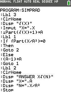 Radical/Square Root Simplifier TI-84 Program - Math Class Calculator