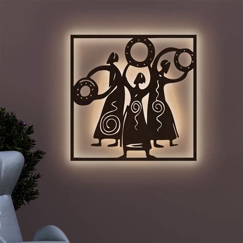 African Women Folk Dance Backlit Wooden Wall Decor with LED Night Ligh ...