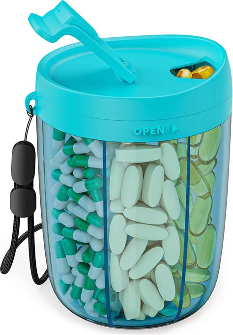 PULIV Smart Pill Caddy: 6-Section Supplement Organizer Bottle, Wide ...
