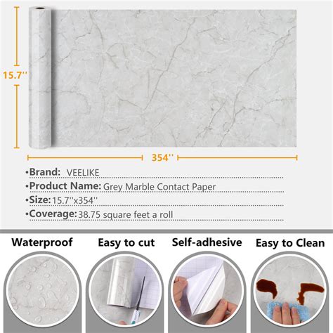 VEELIKE Light Grey Marble Contact Paper – Veelike