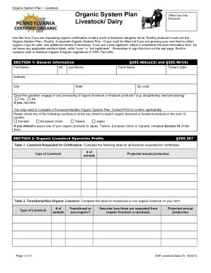 Fillable Online paorganic Organic System Plan Livestock Organic System ...