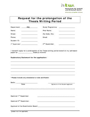 Fillable Online bib htw-berlin Request for the prolongation of the ...
