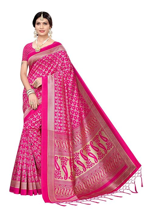 Gosriki Women's Silk Blend Saree (Aparna-Pink-1 : Amazon.in: Fashion