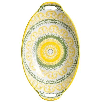 Buy Nestasia Ceramic Serving Platter with Handles | Yellow Mandala ...
