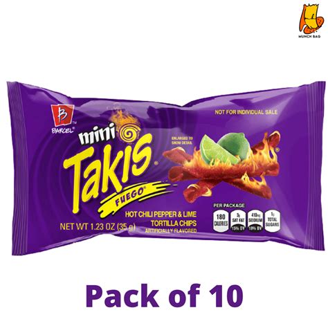 Mini Takis Fuego - Hot Chilly Pepper& Lime ( pack of 10) – Munchbag