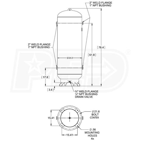 Industrial Air 120-Gallon 24" Diameter Vertical Air Receiver (200 PSI ...