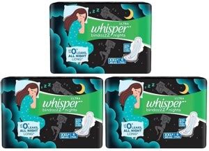 Whisper Bindazzz Night Sanitary Pads Pack of 6+6+6(XXL+) Sanitary Pad ...