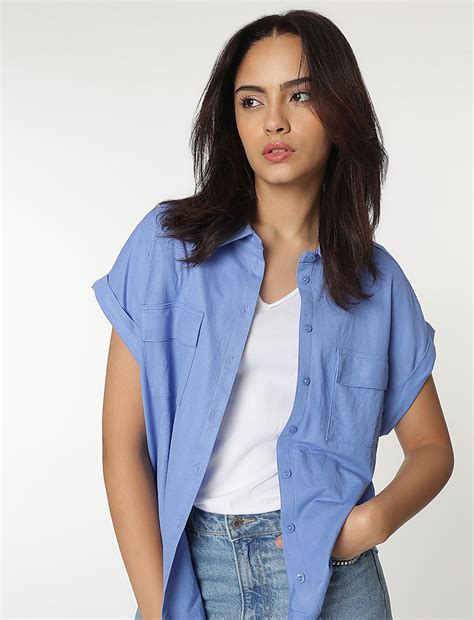 Buy Viscose Mix Spread Collar Shirt at Marks & Spencer