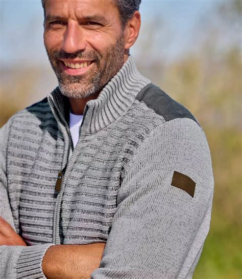 Men's Grey Zip-Up Knitted Jacket | Atlas For Men