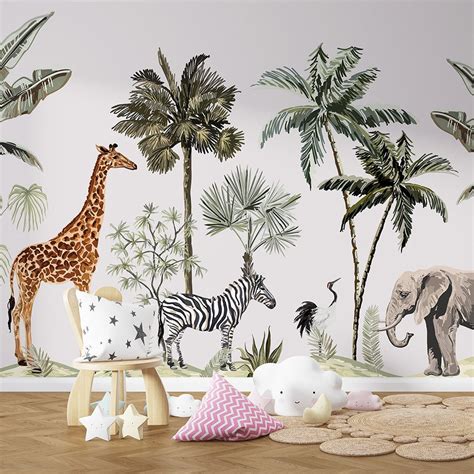 Zoo tropics Wall mural kids room wallpaper