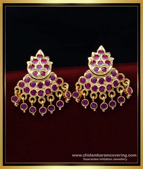Buy Panchaloha Ruby Stone Earrings Impon Kal Thodu Design for Women