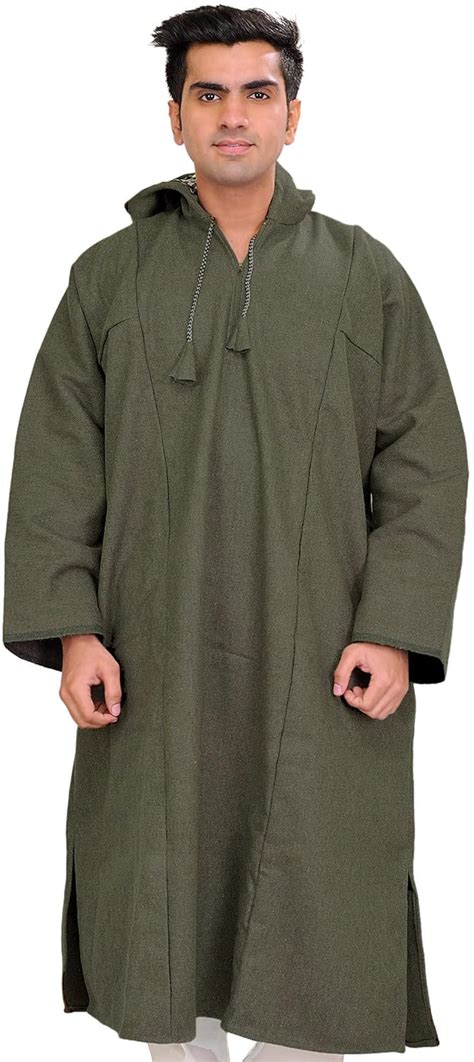 Buy Exotic India Phiran for Men from Kashmir with Hood - Pure Wool ...