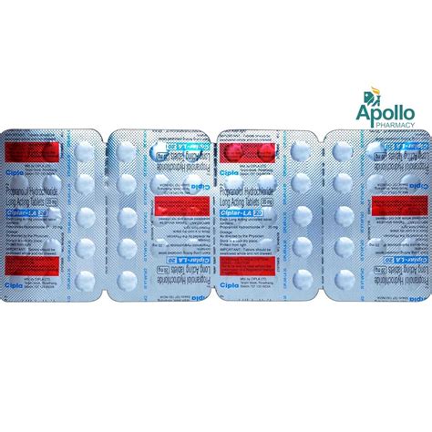 Ciplar-LA 20 Tablet | Uses, Side Effects, Price | Apollo Pharmacy