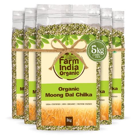 Farm India Organic Moong Dal Chilka (Green) | USDA Organic | Vacuum ...