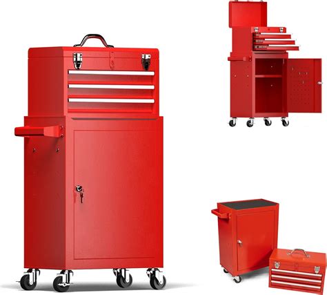 Buy 3-Drawers Rolling Tool Chest Tool Box with Wheels, 2-In-1 ...
