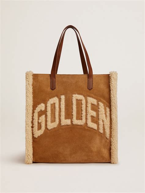 North-South California Bag in suede leather with shearling | Golden Goose