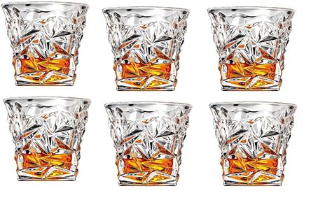 Sahyog Imported Diamond Design Crystal Cut Whiskey Glasses - 6 Pieces ...