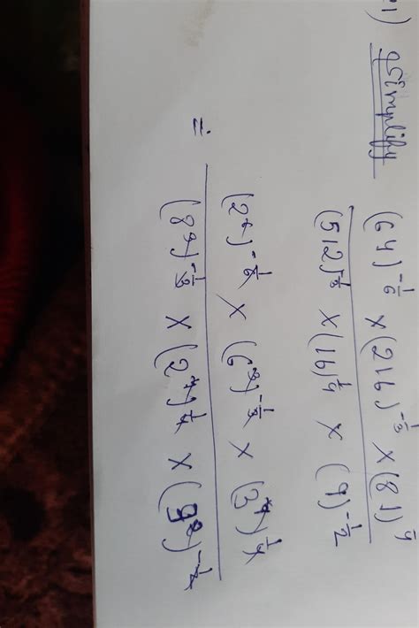 21. Simplify ( ) : (64)¾×(216)¹½×(81) 4 (512)x(16)/4×(9)%2 - Brainly.in