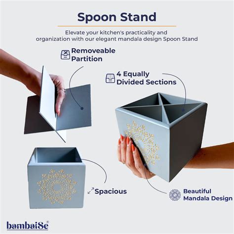 Buy Wooden spoon holder stand | 4 section Box