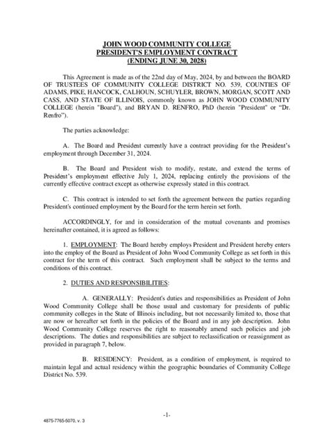 Fillable Online PRESIDENT'S EXTENDED EMPLOYMENT AGREEMENT ... Fax Email ...