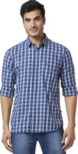 PARX Men Checkered Casual Dark Blue Shirt - Buy PARX Men Checkered ...