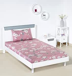 Amazon Brand - Solimo Polyester Lavender Bloom Single Bedsheet with 1 ...
