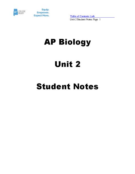 Unit 2 Student Notes Complete - Unit 2 Student Notes Page 1 AP Biology ...