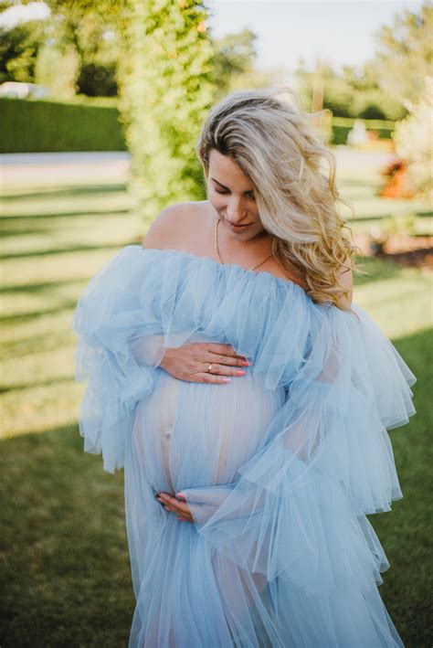 Blue tulle maternity dress online