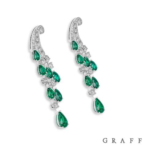 Graff White Gold Emerald and Diamond Earrings For Sale at 1stDibs