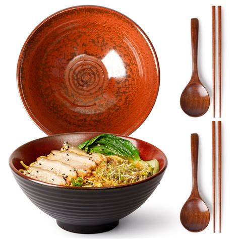 NUTRIUPS 8 Inch Ceramic Ramen Bowl Set of 2 Pho Bowls 40oz Japanese ...