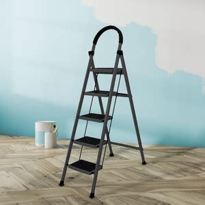 Cheston GI Steel 5-Steps Home Ladder|5.6 Ft Step Ladder with Wide Pedal ...