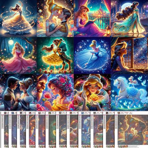 KEYRANKE 12 Pack Disney Diamond Art Kits Adults Kids, Princess Diamond ...
